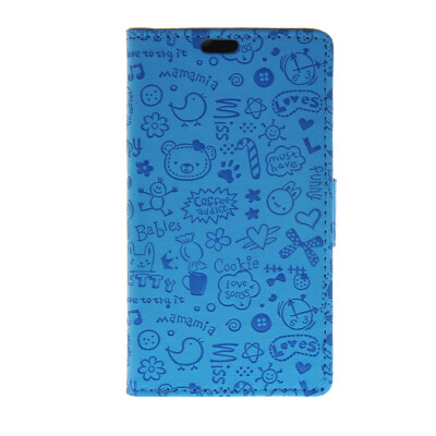 

MOONCASE Cute Little Witch Leather Side Flip Wallet Card Holder Stand Pouch Case Cover for Sony Xperia E4G Blue