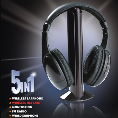 

5 В 1 HiFi Беспроводные гарнитуры монитор FM-радио MP3 ПК ТВ Аудио мобильных телефонов