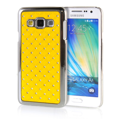 

MOONCASE Hard Chrome Plated Star Bling Back Case Cover for Samsung Galaxy A3 Yellow