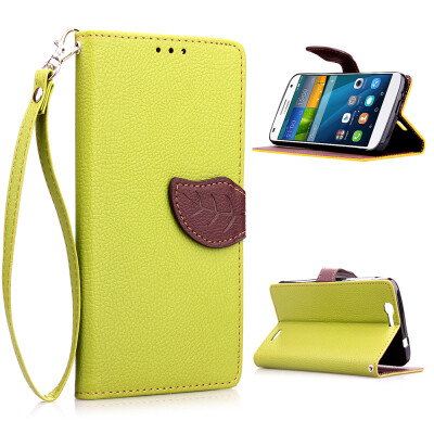 

MOONCASE [Leaves Magnetic Button] Premium PU Leather Flip Wallet Card Slot Bracket Back Case Cover for Huawei Ascend G7