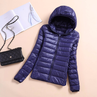 

Light thin Down Jackets Women style with Cap short size accounts Large code Womans coat Repair the body Keep warm