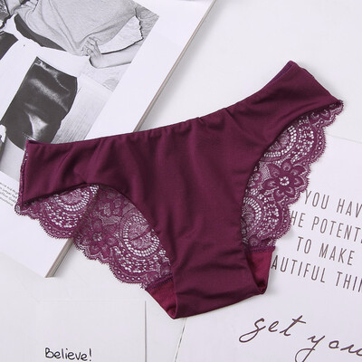 

Hot sale womens sexy lace panties seamless Ice silk breathable panty Hollow briefs for women traceless girls underwear