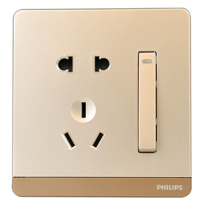 

Philips PHILIPS switch socket fly series 10A five-hole socket with a single control large rocker switch champagne