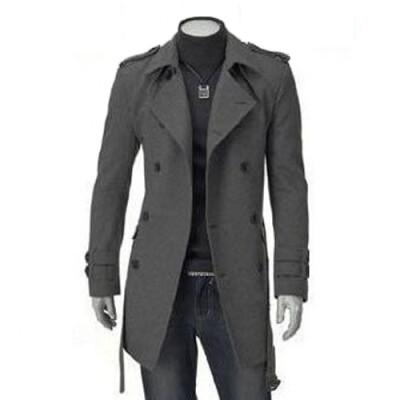 

CT&HF Men Leisure Fashion Simple Jacket Winter Pure Color Lapels Coat Men Temperament Elegant Woollen Long Sleeve Silm Coat