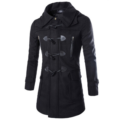 

Zogaa Mens Wool Coat Horn Botton Slim