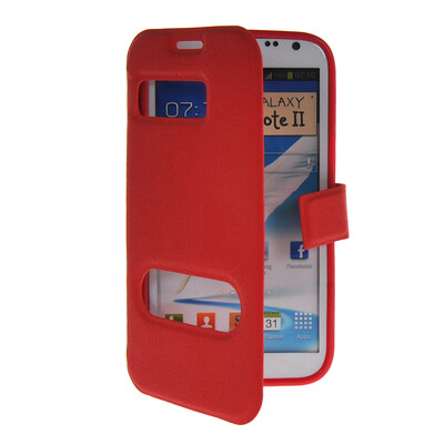 

MOONCASE View Window Leather Side Flip Pouch Hard board Shell Back чехол для Samsung Galaxy Note 2 N7100 Red