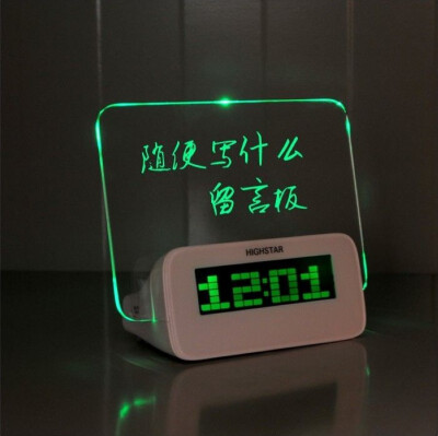 

LED Fluorescent Message Board Digital Alarm Clock GREEN BACKLLIGHT