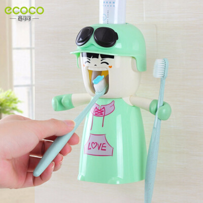 

Children Bathroom Products Cute Design Set Cartoon Toothbrush Holder Automatic Toothpaste Dispenser Toothpaste Squeezers