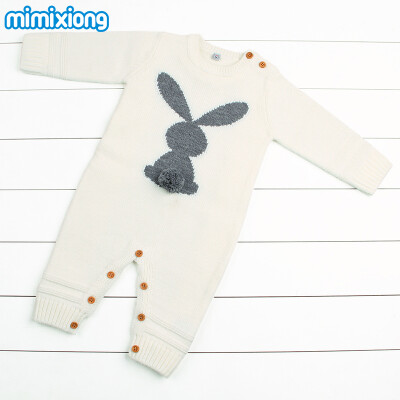 

Cute Animal Rabbit Toddler Girls Bunny Romper Baby Jumpsuits For Newborn In Winter Infant Kids Knitted Overalls Autumn Outerwear