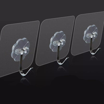 

Cntomlv Load-Bearing 3KGS Adhesive Strong Wall Door Hook Lucky Clover Transparent Kitchen Hooks Waterproof Bathroom Hanger