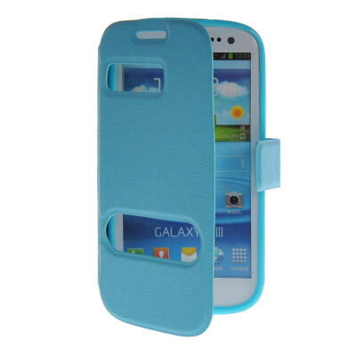 

MOONCASE View Window Leather Side Flip Pouch Stand Shell Back ЧЕХОЛ ДЛЯ Samsung Galaxy S3 I9300 Blue