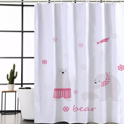

Mercure guest Nordic polyester padded shower curtain bear child 180200CM plumb waterproof&mildew impervious machine shower curtain hotel bathroom curtain waterproof partition curtain