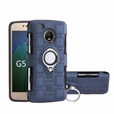 

SHS Phone Case For Motorola Moto G5G5 PlusG5sG5s Plus Luxury Armor Ring Bracket Silicon TPU Lattice texture Protection