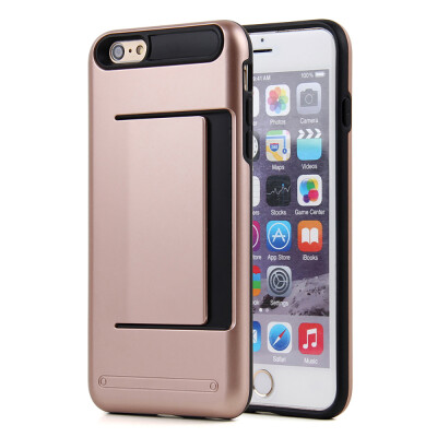 

Soft TPU And Hard PC Card Pocket Protective Smart Cover Case For Apple iPhone 6 6S Plus 4.7 5.5Inth Free 2 Screen Films