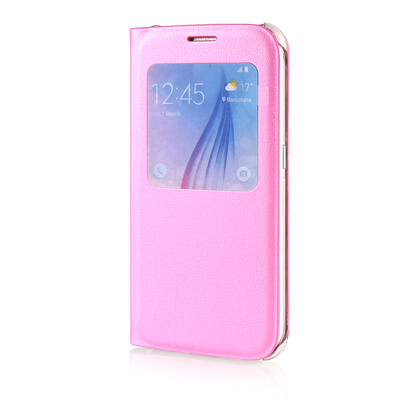 

MOONCASE High grade Leather Side Flip Pouch Shell Back ЧЕХОЛ ДЛЯ Samsung Galaxy S6 Pink