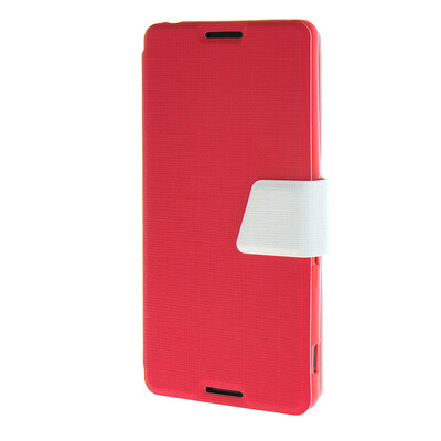 

MOONCASE Xperia Z4 , Leather Flip Bracket Back ЧЕХОЛ ДЛЯ Sony Xperia Z4 Hot pink White