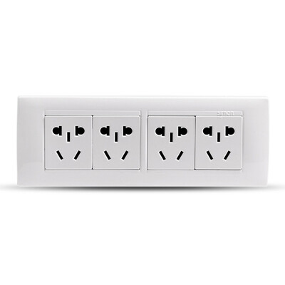 

Simon Electric (simon) switch socket long row of wall socket power panel four 20-hole socket 52 series of 118 (elegant white