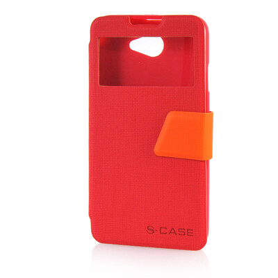 

MOONCASE View Window Leather Side Flip Pouch Ultra Slim Shell Back ЧЕХОЛ ДЛЯ HTC Desire 516 D516W Red