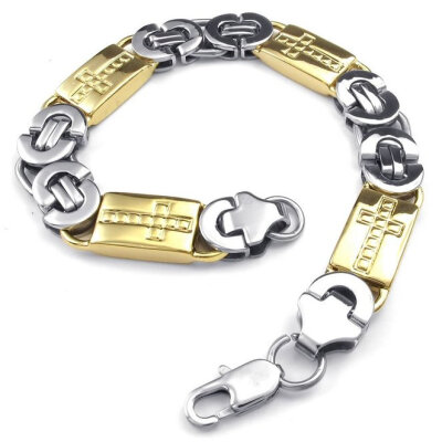 

Hpolw Mens Stainless Steel Bracelet, Cross Links, Gold Silver