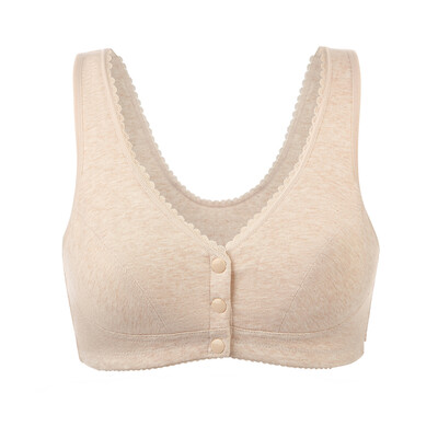 

Small nurse bra middle-aged no steel ring cotton bra underwear large size front buckle mother vest bra underwear SMB018 light pink 44