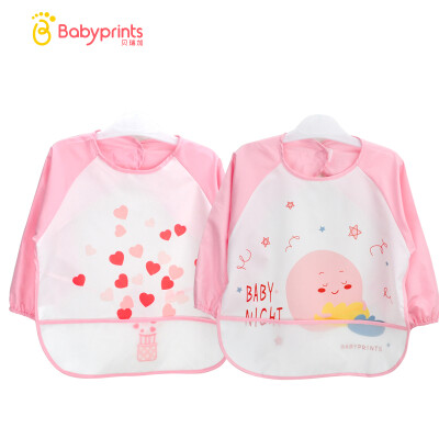 

Babyprints baby bib splash suit infant eating waterproof bib childrens painting anti-wear gown 2 pieces small sun heart