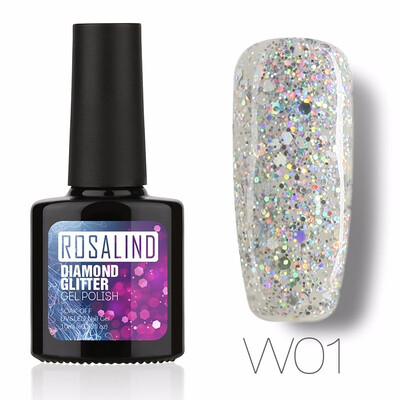 

ROSALIND Gel 1S PBlack Bottle 10ML Diamond Glitter W01-29 Gel Nail Polish Semi Permanent Nail Art UV&LED Soak-Off gel lacquer