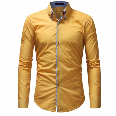 

2018 Men Fashion Casual Long Sleeved Solid Color Shirt Slim Fit Male Social Business Dress Shirt Brand Men Clothing Comfortable
