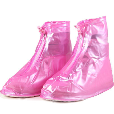 

Bowo Nick Rainproof Shoe Cover Men&Women Thickening Rainproof Shoes Waterproof Shoe Cover Anti-skid Boots Flat Bottles Pink 36-39