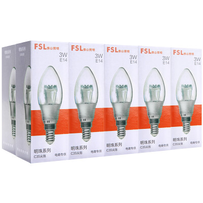 

Foshan lighting FSL LED light bulb crystal lamp energy-saving tip 3W small mouth E14 warm white light 3000K 10 support beads silver