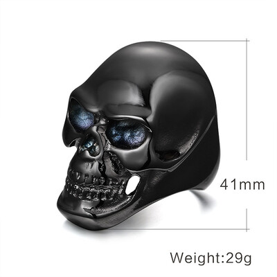 

Hot Sale Men Fashion Jewelry Domineering Thick 316L Titanium Stainless Black Skull Ring Chunky Men Finger Ring Accessories for Prom Party Birthday Gift
