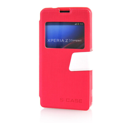 

MOONCASE View Window Leather Side Flip Pouch Ultra Slim Shell Back ЧЕХОЛ ДЛЯ Sony Xperia Z1 Compact （Z1 Mini ) Hot pink