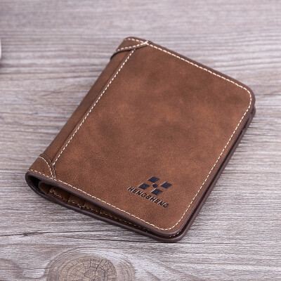 

Mens wallet short frosted skin vintage seventy percent off vertical wallet young European&American Wind pack