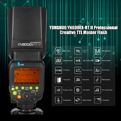 

YONGNUO YN600EXRT II Professional Creative TTL Flash Speedlite 24G Wireless 18000s HSS GN60 Support Auto Manual Zooming for Ca