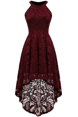 

Lace Dress Female Robe Casual Rockabilly High Low Sleeveless Swing Summer Dresses 2018
