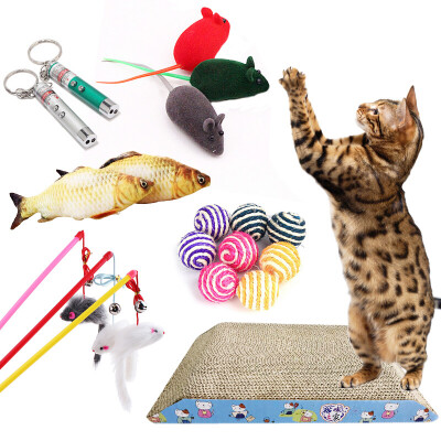 

Dipper pet cat toy kitten cat interactive toy funny cat stick cat scratch board mint laser funny cat stick sword ball fish rope cat toy set 6 sets