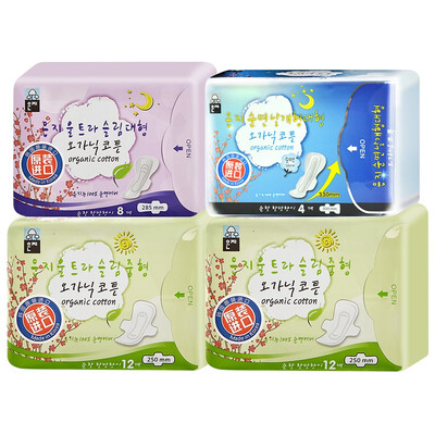 

Eun jee ultra-thin breathable moisture cotton pad combination 4 packs 24 daily 8 night 4 extra night South Korea imported