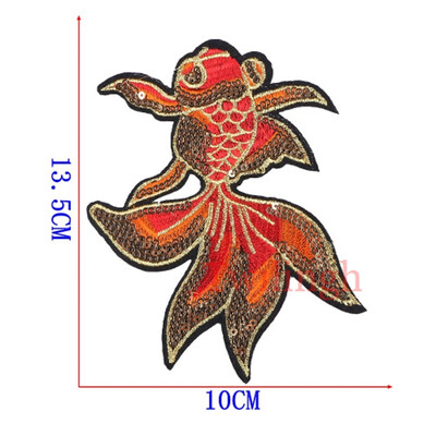 

twilingh Patches Sewing Iron-On Accessories Fish Embroidered Sequined Patches For Clothing