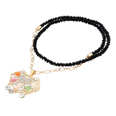 

Cut Colorful Wealth Lock Alloy Sweater Necklace Pendant Cute Faux Pearl New