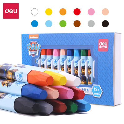 

Deli deli Wang Wang team outstanding work series 12 color student hex rod silk oil painting stick children Crayon painting pen Prince Blue 72100