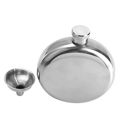 

UpperX Mini Portable Round Stainless Steel Flask & Funnel Set 5 oz Silver