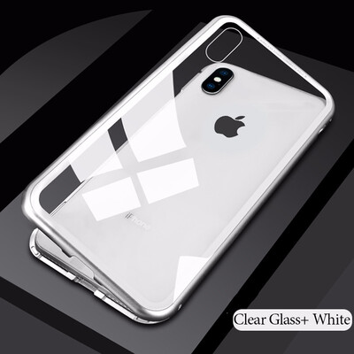 

YAGOO Magnetic Adsorption phone case for iphone X 7 plus case metal frame cover tempered glass for iphone X 8 plus luxury fundas