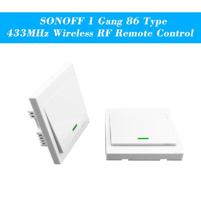 

SONOFF Push Button Wall Light Switch Remote Controller 1 Gang 86 Type ONOff Switch Panel 433MHz Wireless RF Remote Control