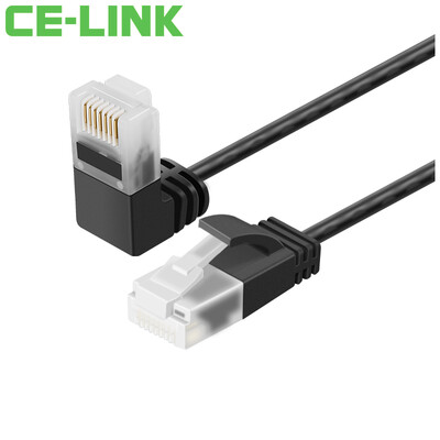 

CE-LINK CAT6A network cable fine network cable super six UTP high speed network cable 90 degree elbow upper curved network cable black 2 meters 4333