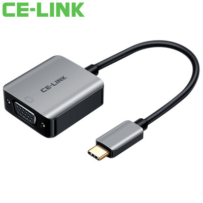

CE-LINK Type-C to VGA adapter Apple MacBook adapter support USB-C port computer connection monitor projector gray 01 m 4552