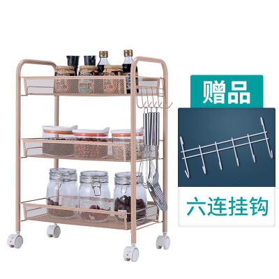 

SINGAYE Multifunctional storage rack 442662cm Kitchen basket Drain trolley bathroom three-tier storage rack local gold sn414K