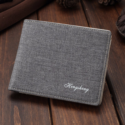 

Canvas youth short wallet male Korean version slim boy student cross section wallet leisure