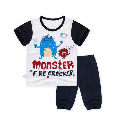 

Yue Tong Lai children's suit summer boys short-sleeved T-shirt pants suit summer Y1676 joy wizard 130