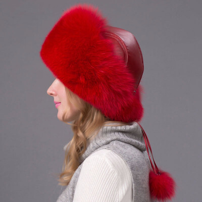 

2018 winter womens fox fur hat real hat wool hat fox raccoon fur hat female autumn&winter Russian outdoor hat discount