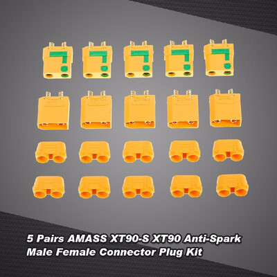 

5 Pairs AMASS XT90- XT90 Anti-Spark Male Female Connector Plug Kit for FPV