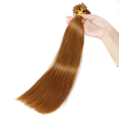 

BHF HAIR Fusion hair extensions Straight Brazilian Human HairSoft&Bouncy Nail U Tip Machine Human Hair Extensions 18" 1gs